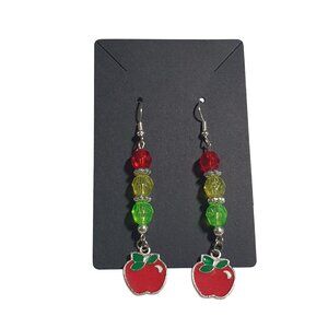 Colorful Apple Dangle Earrings Multicolor Crystal Beads Fashion Jewelry